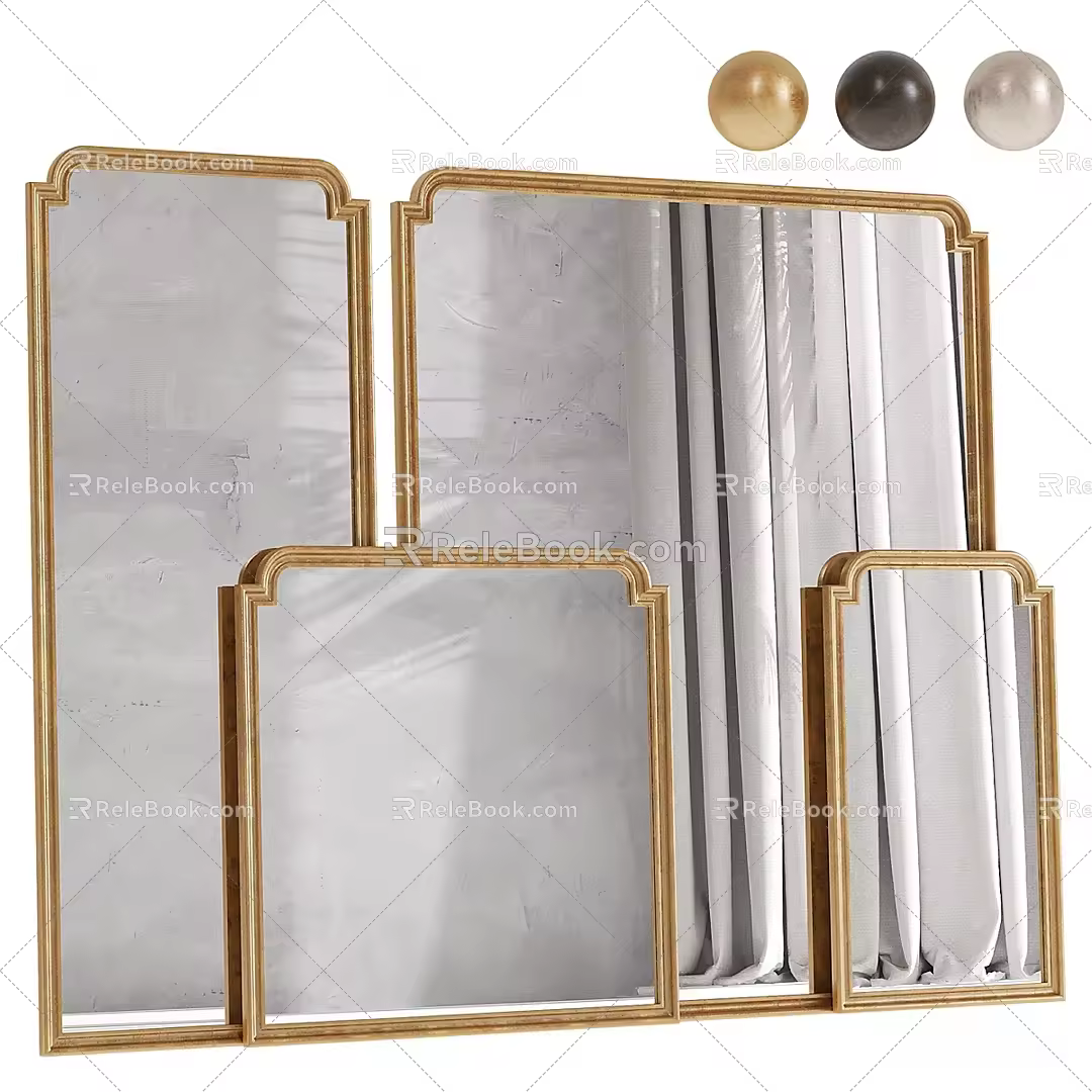 European-style full-length mirror floor mirror 3d model
