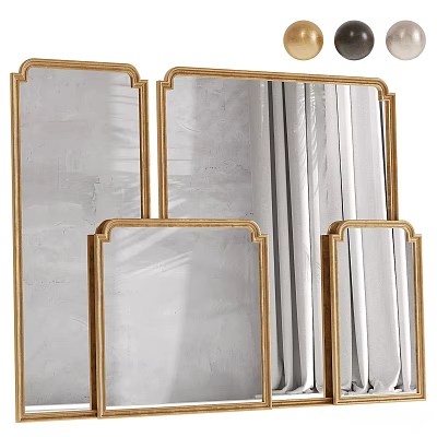 Decorative Gold Frame Rectangular Wall Mirrors in Multiple Sizes for Home Decor 3d model