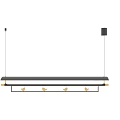 Sleek Black Gold Linear Hanging Chandelier With Long Bar Design And Metal Accents