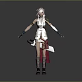 Fantasy Warrior Game Movie Character With Pink Hair Elaborate Outfit Arm Guards Boots And Dagger