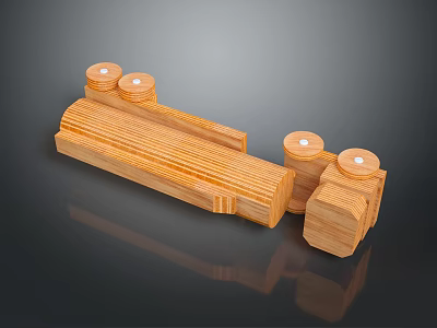 Wooden Decorative Structure Model With Multiple Assembled Cylindrical And Rectangular Blocks 3d model