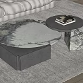 Modern Circular Coffee Table With Marble Top Gray Base And Stack Of Books 3d model