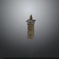 Brick Red Tower Featuring Multiple Levels Blue Roof Dome Top And Detailed Windows