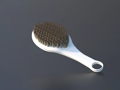 Practical Household Brush With White Handle And Bristles For Daily Use 3d model