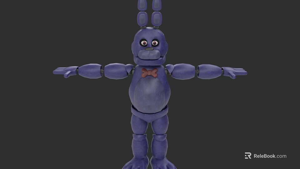 Purple Rabbit Cartoon Doll With Red Bow Tie And Open Arms Mechanical Design 3d model 