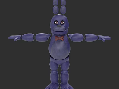 Purple Rabbit Cartoon Doll With Red Bow Tie And Open Arms Mechanical Design 3d model