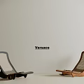 Versace Modern Lounge Chairs in Black and Brown with Ergonomic Design