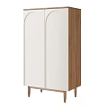 Modern Storage Cabinet With White Double Doors Wooden Side Panels And Legs