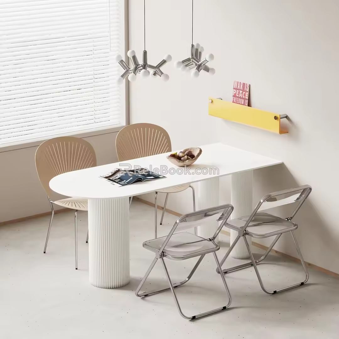 Leolux Dining Table and Chair Simple Dining Table and Chair Cream Style Dining Table and Chair 3d model