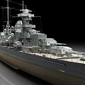 Detailed Battleship Model With Main Turrets Deck And Masts Structure 3d model
