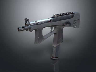 Modern Tactical Weapon With Black Body Metal Rail And Magazine Design 3d model