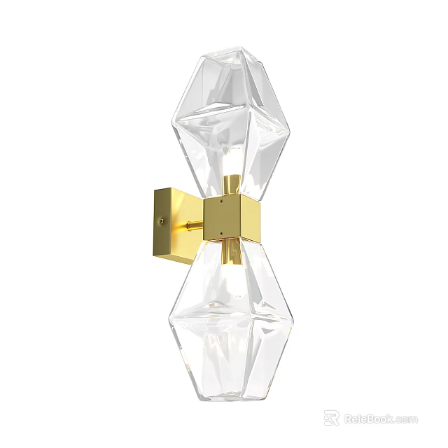 Modern Decorative Crystal Wall Light with Gold Base and Geometric Design 3d model