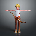 Blonde Boy With Bow And Quiver In White Tank Top Arms Outstretched Standing Pose