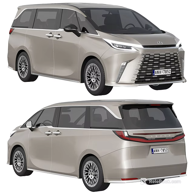 Silver MPV Car Modern Exterior Design With Front Rear View Grille Headlights And Wheels 3d model 