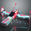 Colorful 3D Fighter Jet Render With Red Blue White Sleek Design And Detailed Wings Tail