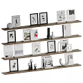 Modern Minimalist Wall Cabinets With Decorative Items Photo Frames And Books