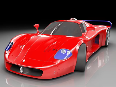 Red Maserati Sports Car With Sleek Body And Blue Headlights Design 3d model