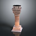 Classical Stone Column With Intricate Carved Decorations Ornate Base And Top Recessed Design