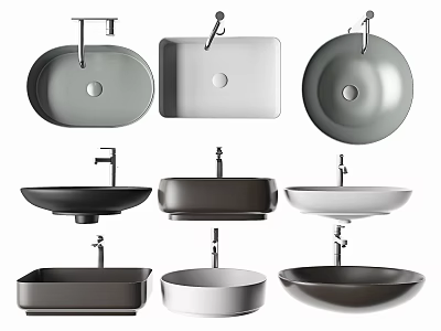 Various Modern Bathroom Sink Designs With Different Shapes And Colors 3d model
