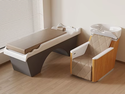 Elegant Beauty Salon Furniture With Massage Bed And Wooden Armchair 3d model