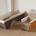 Elegant Beauty Salon Furniture With Massage Bed And Wooden Armchair