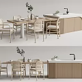 Modern Minimalist Dining Table Set With Light Wooden Chairs And Matching Cabinet