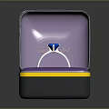 Purple Jewelry Box With Blue Gemstone Ring And Yellow Trim