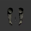 Tactical Gun Held By Camouflage Sleeved Hands With Protective Gloves