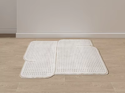 Modern White Grid Pattern Stylish Carpet With Soft Texture And Living Room Decor 3d model