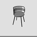 Modern Leisure Chair With Woven Design Black Frame And Gray Seat
