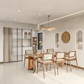 Modern Living Dining Room Interior Design With Sofa Coffee Table Large Windows Curtains And Plants