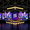 Esports Night Stage With Colorful Lighting And Screens