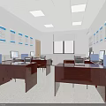 Modern Public Office Interior With Desks Computers Ergonomic Chairs And Wall Charts