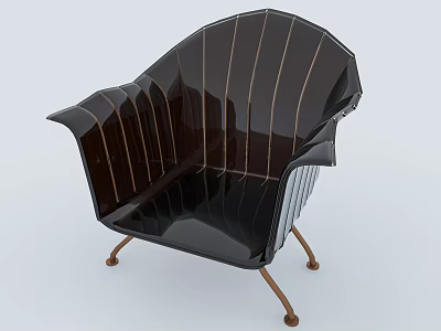 Stylish Black Striped Leisure Chair With Modern Design And Metal Legs 3d model