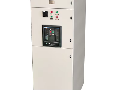 White Industrial Automation Control Cabinet With Digital Screen Control Buttons And Indicators 3d model