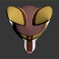 Cartoon Style Game Character 3D Model Head With Large Ears And Yellow Red Stripes