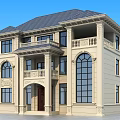 Classic European Detached Villa Exterior Featuring Balcony Large Windows Porch And Ornate Design