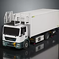 Modern White Refrigerated Truck With Freezer Compartment Top Ladder And Cab