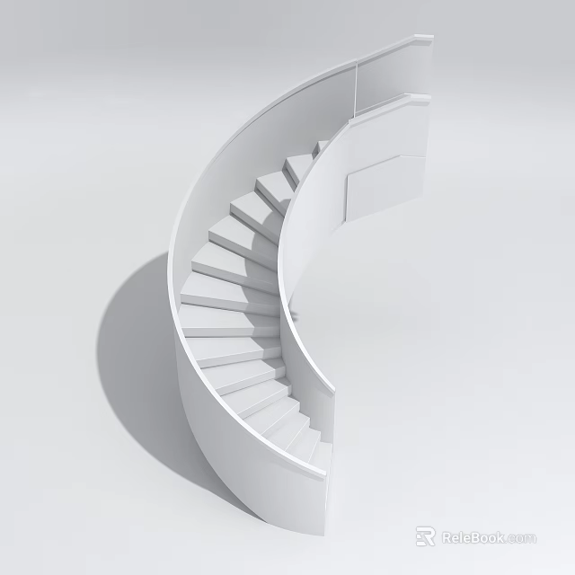 White Modern Spiral Staircase Featuring Curved Structure And Minimalist Design 3d model 
