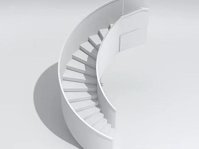 White Modern Spiral Staircase Featuring Curved Structure And Minimalist Design 3d model