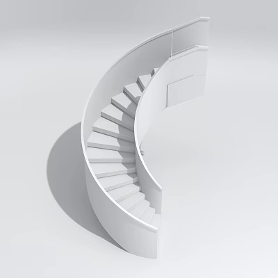 White Modern Spiral Staircase Featuring Curved Structure And Minimalist Design 3d model
