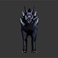Fierce Blue Mythical Wolf With Spiky Fur And Red Fangs As Game Character