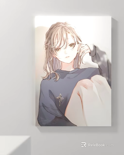 Anime Style Character Portrait With Long Light Hair Dark Top And Gentle Expression 3d model 