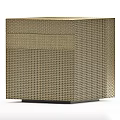 Modern Woven Bedside Table With Gold Textured Surface And Storage Drawer 3d model