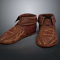 Handcrafted Brown Leather Ankle Boots With Stitched Design For Daily Use 3d model