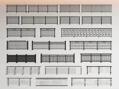 Decorative Fence Designs Featuring Various Patterns and Styles for Home and Outdoor 3d model