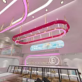 Modern Pink Bakery Storefront With Glass Windows And Decorative Design Elements 3d model