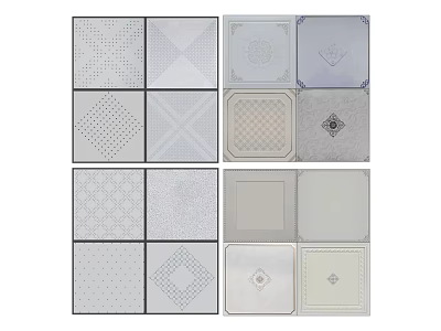 Various Decorative Ceiling Panels With Different Patterns And Textures For Home Interior 3d model