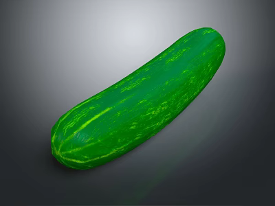 Fresh Green Cucumber Vegetable with Smooth Skin and Striped Pattern on Gray Background 3d model