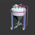 Stainless Steel Industrial Tank With Conical Bottom Mobile Wheels And Top Valves